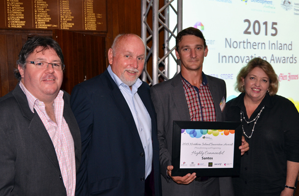 Members of the Santos Narrabri team Bill Wood, Ron Anderson, Todd Dunn and Annie Moody, accepting the Highly Commended award